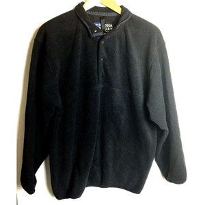 Men's Size L Large Outdoor Urban Terrain Black Snap Pullover Soft Fleece Jacket